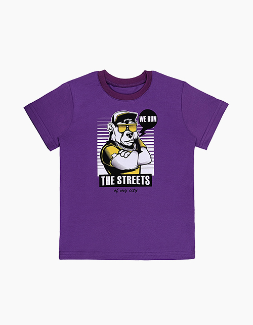 Фиолетовая футболка с принтом для мальчика