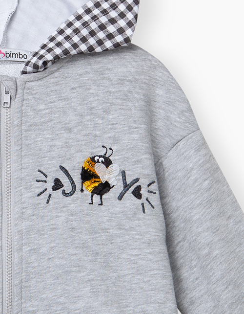 Купить толстовку цвета серый меланж для девочки бренда BellBimbo