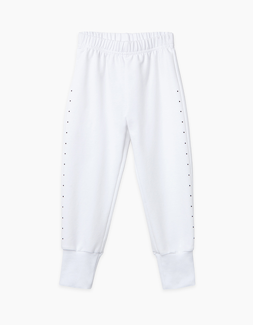 Купить белые брюки-джоггеры для девочки бренда BellBimbo