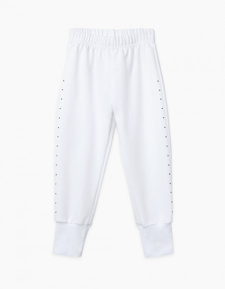 Купить белые брюки-джоггеры для девочки бренда BellBimbo