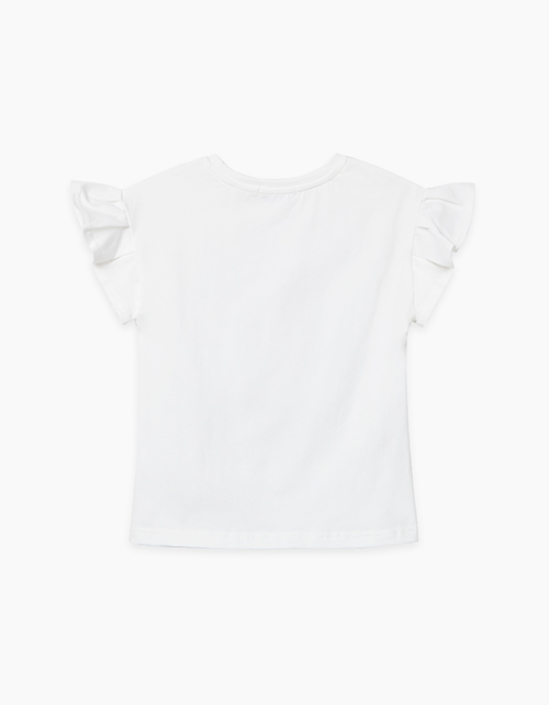 Молочная футболка полуприлегающего силуэта для девочки Купить молочную футболку полуприлегающего силуэта для девочки