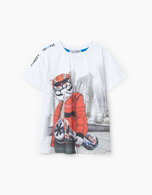 Белая футболка с принтом для мальчика Купить белую футболку с принтом для мальчика