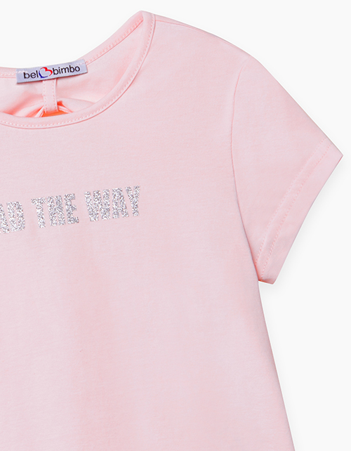 Купить базовую розовую футболку для девочки