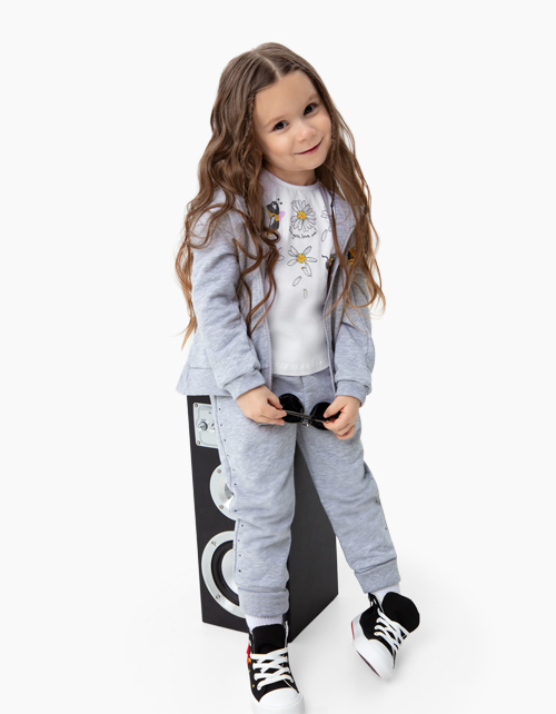 Купить серые брюки-джоггеры Bellbimbo для девочки