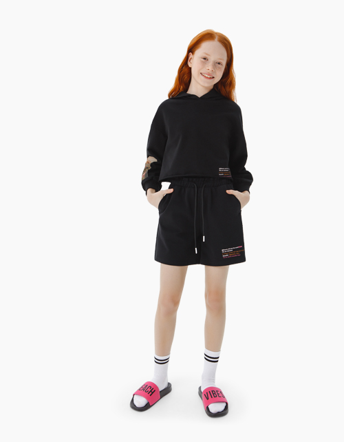 Черные шорты свободного силуэта для девочки Купить черные шорты Bell Bimbo свободного силуэта для девочки