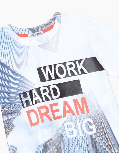 Белая футболка с принтом для мальчика-подростка Купить белую футболку Bellbimbo с принтом для мальчика-подростка