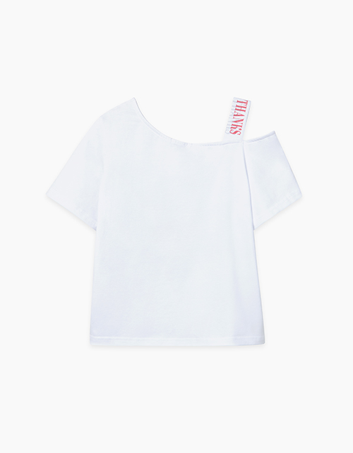 Белая футболка с открытым плечом Купить белую футболку с открытым плечом