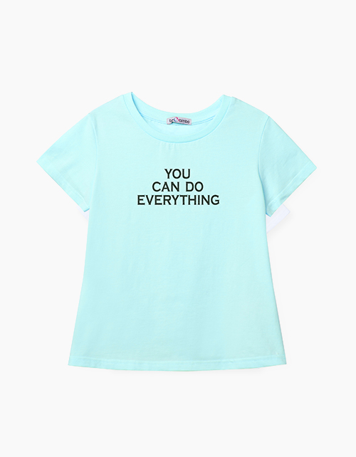 Купить светло-бирюзовую базовую футболку для девочки