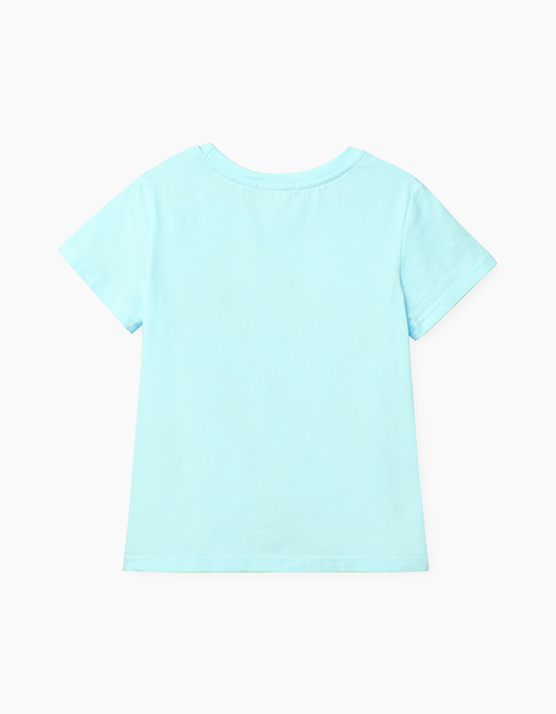 Купить светло-бирюзовую базовую футболку для девочки