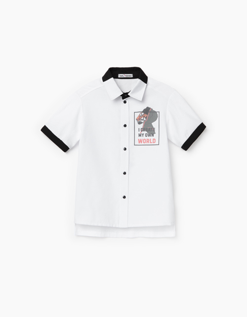 Белая рубашка с коротким рукавом для мальчика Купить белую рубашку с коротким рукавом для мальчика