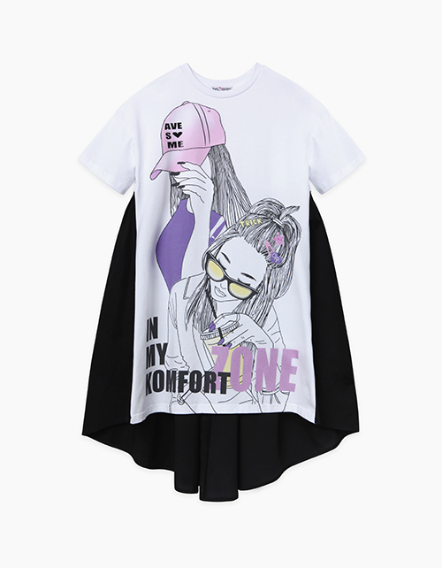 Купить ассиметричное платье свободного силуэта с оригинальным декором