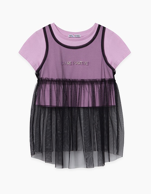 Купить двухслойный джемпер с юбкой из сетки