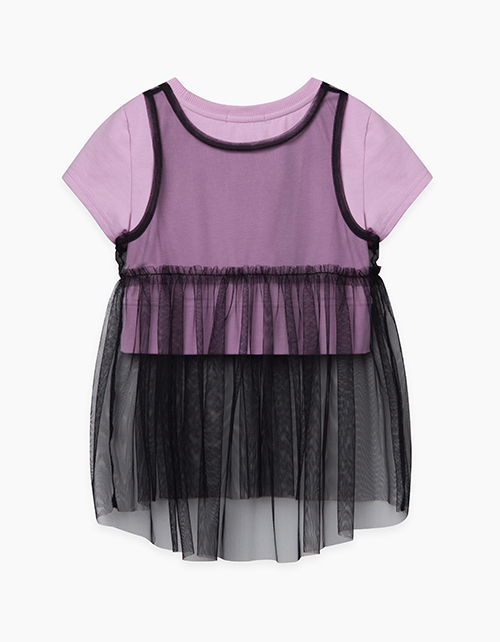 Купить двухслойный джемпер с юбкой из сетки