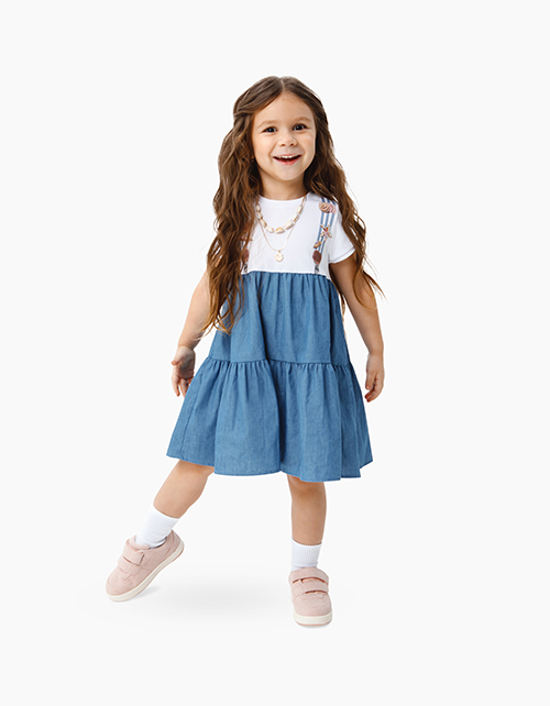 Голубое платье-трапеция с коротким рукавом Купить голубое платье-трапеция с коротким рукавом