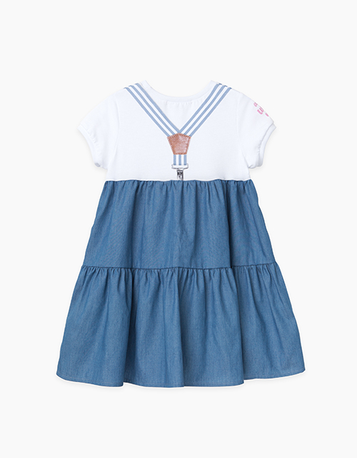 Голубое платье-трапеция с коротким рукавом Купить голубое платье-трапеция с коротким рукавом