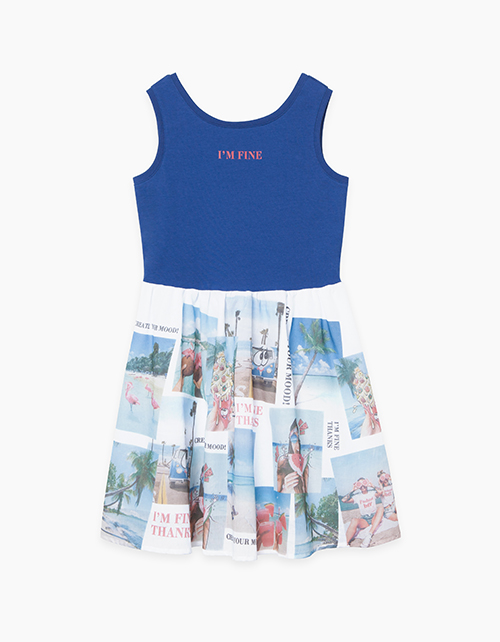 Купить синее платье без рукавов