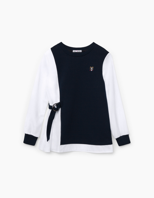 Темно-синий джемпер-обманка для девочки Купить темно-синий джемпер-обманка для девочки