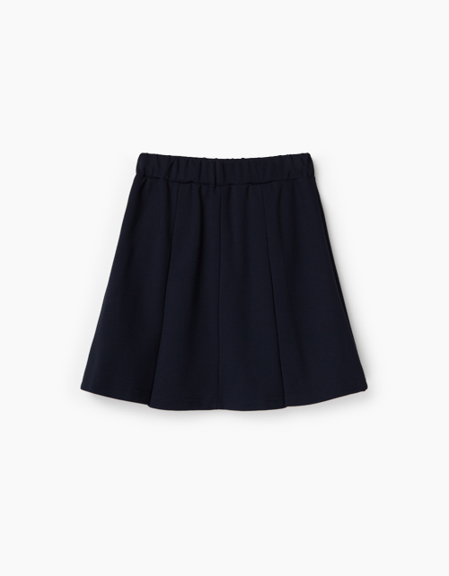 Купить темно-синюю юбку трапециевидного силуэта