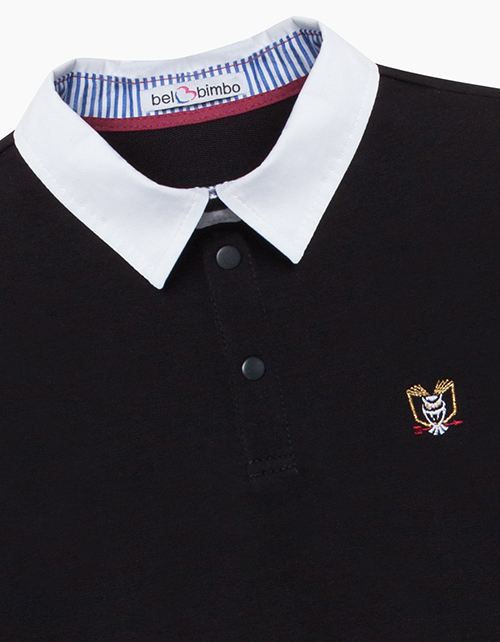 Черный джемпер-поло для мальчика