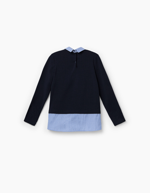 Темно-синий джемпер-обманка для девочки Купить темно-синий джемпер-обманку для девочки