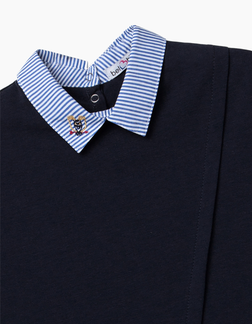 Темно-синий джемпер-обманка для девочки Купить темно-синий джемпер-обманку для девочки