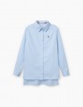 Купить голубую блузку с удлиненной спинкой
