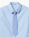Купить голубую блузку с декоративным галстуком