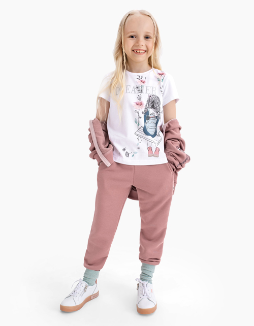 Белая футболка c принтом для девочки