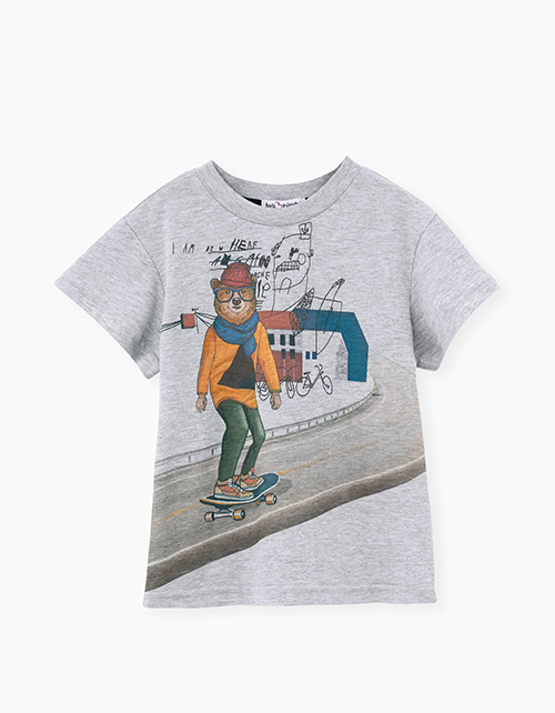 Футболка цвета серый меланж для мальчика Футболка цвета серый меланж для мальчика