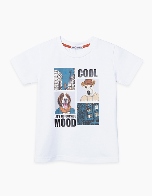 Белая футболка с принтом для мальчика