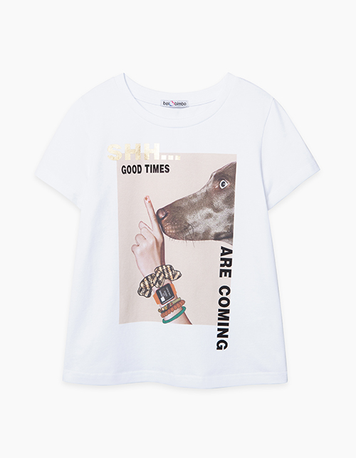 Белая футболка с принтом для девочки