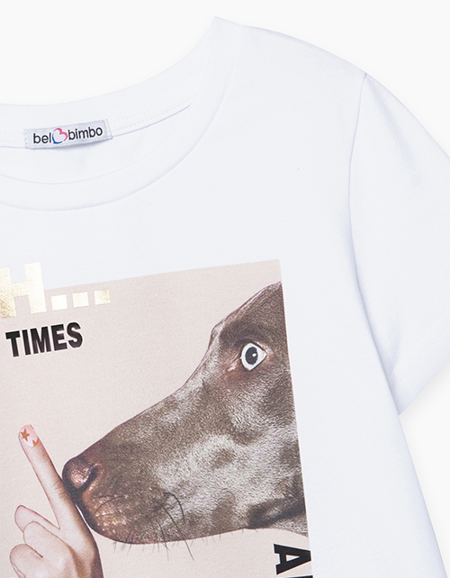 Белая футболка с принтом для девочки