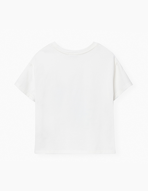 Молочная футболка с принтом для девочки