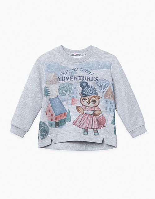 Свитшот цвета серый меланж для девочки