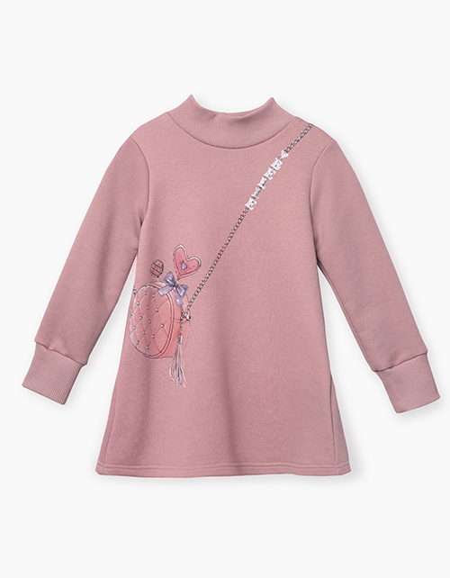 Розово-коричневое платье А-силуэта