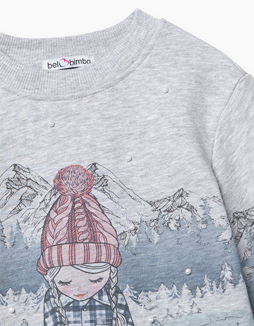 Свитшот с романтическим принтом для девочки Свитшот с романтическим принтом для девочки