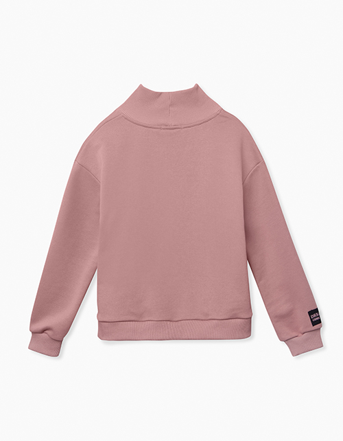 Объемный розовый свитшот с воротником-стойкой