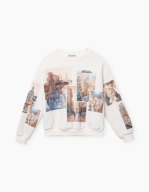 Белый свитшот с принтом для девочки Белый свитшот с принтом для девочки