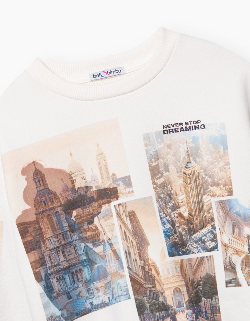 Белый свитшот с принтом для девочки Белый свитшот с принтом для девочки