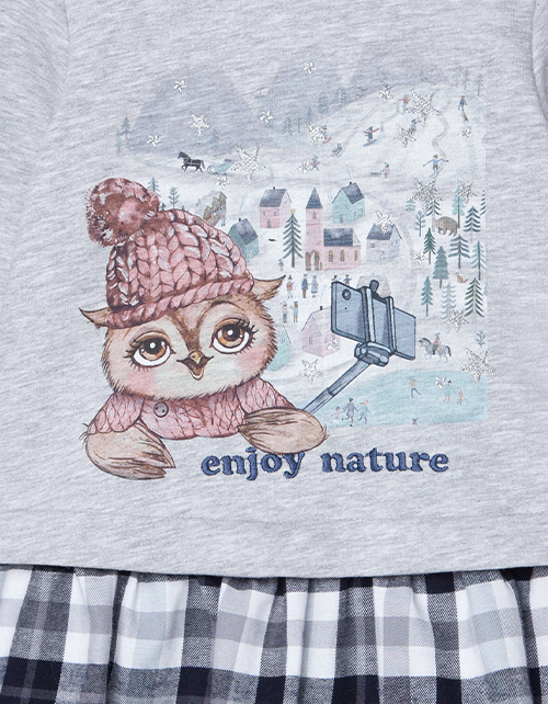 Платье цвета серый меланж с длинным рукавом