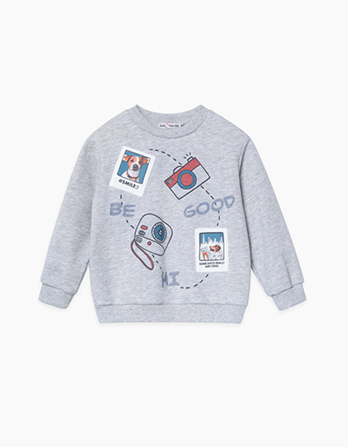 Свитшот цвета серый меланж для мальчика Свитшот цвета серый меланж для мальчика