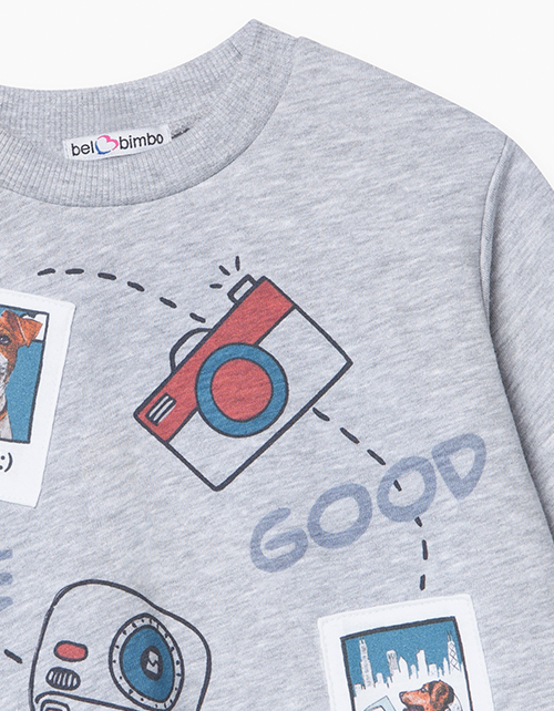 Свитшот цвета серый меланж для мальчика Свитшот цвета серый меланж для мальчика