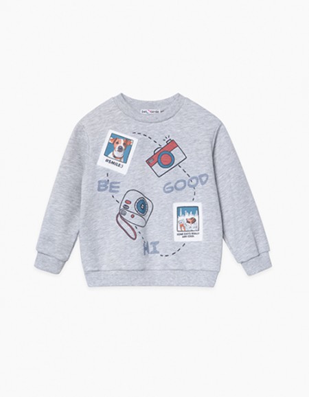 Свитшот цвета серый меланж для мальчика