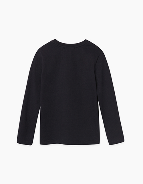 Черный лонгслив с принтом для мальчика