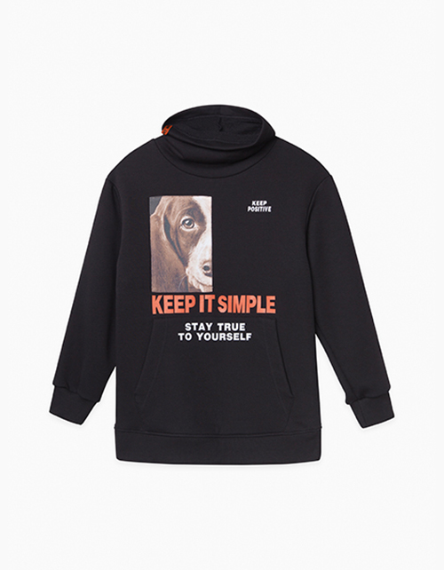 Черный свитшот с высокой горловиной для мальчика