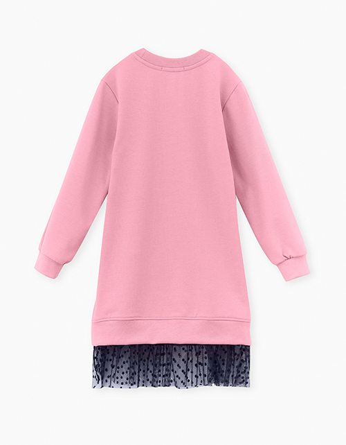 Пепельно-розовое платье с длинным рукавом