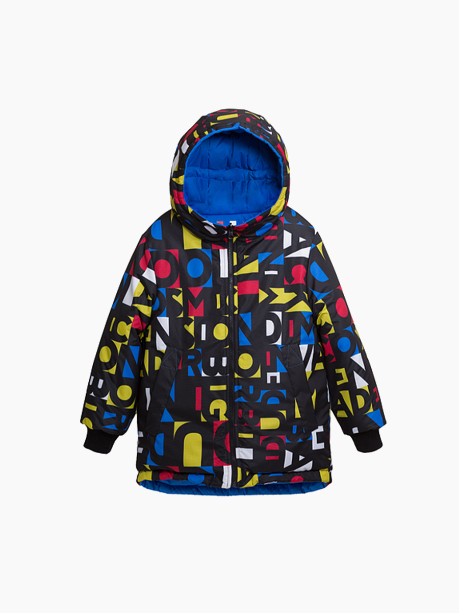 Васильковая двусторонняя зимняя куртка для мальчика