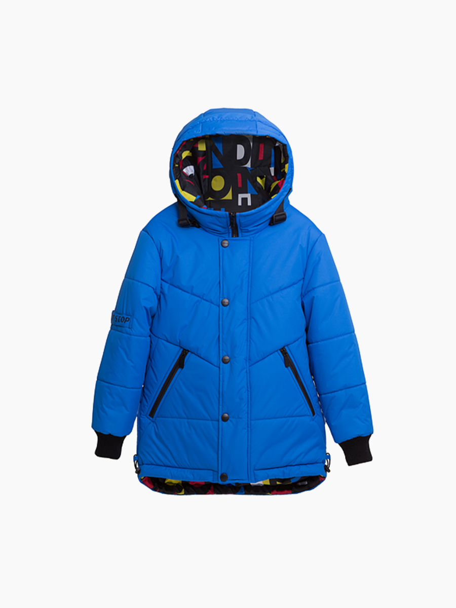 Васильковая двусторонняя зимняя куртка для мальчика