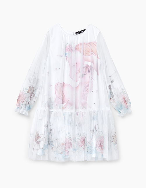 Нарядное платье из сетчатого полотна с принтом единорога Нарядное платье из сетчатого полотна с принтом единорога