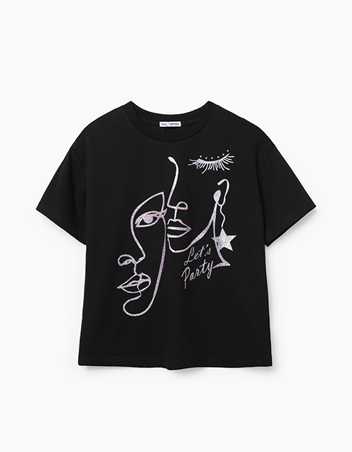 Черная нарядная футболка для девочки Черная нарядная футболка для девочки